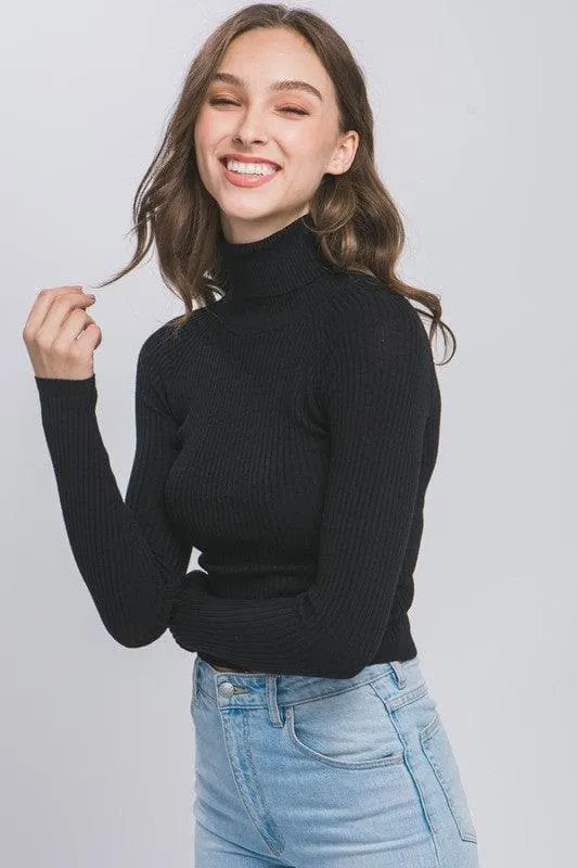 LOVE TREE Ribbed Knit Turtleneck Sweater Top: Shop Now!