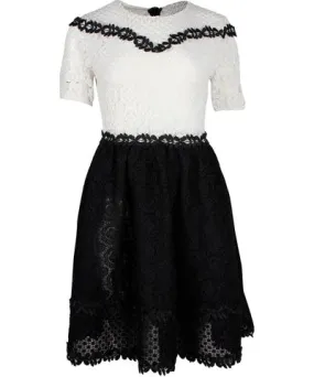 Maje Renald Floral Lace Skater Mini Dress in White Polyester