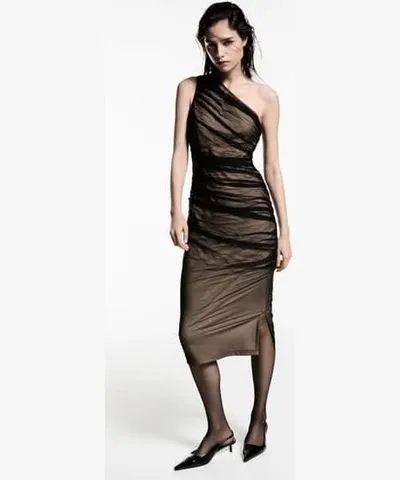 MANGO Assymetric Mesh Dress