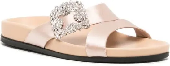 Pink Crystal-Embellished Sandals by Manolo Blahnik Chilanghi