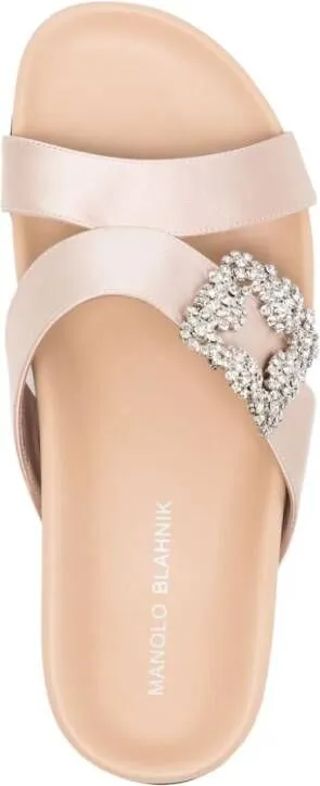 Pink Crystal-Embellished Sandals by Manolo Blahnik Chilanghi