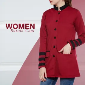 Maroon Ladies Button-Up Jacket - Discount 20% Off