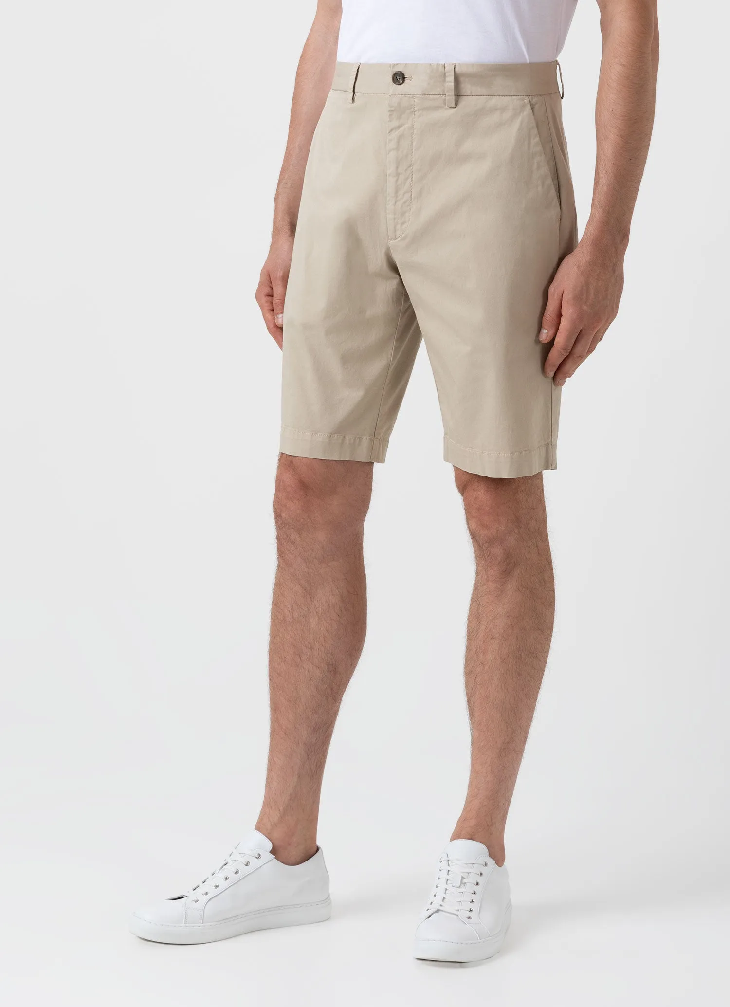 Men's Light Stone Stretch Cotton Twill Chino Shorts