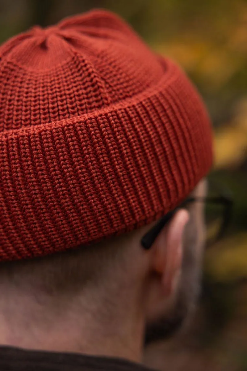 Merino Bifold Watch Cap in Rust