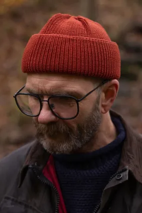 Merino Bifold Watch Cap in Rust