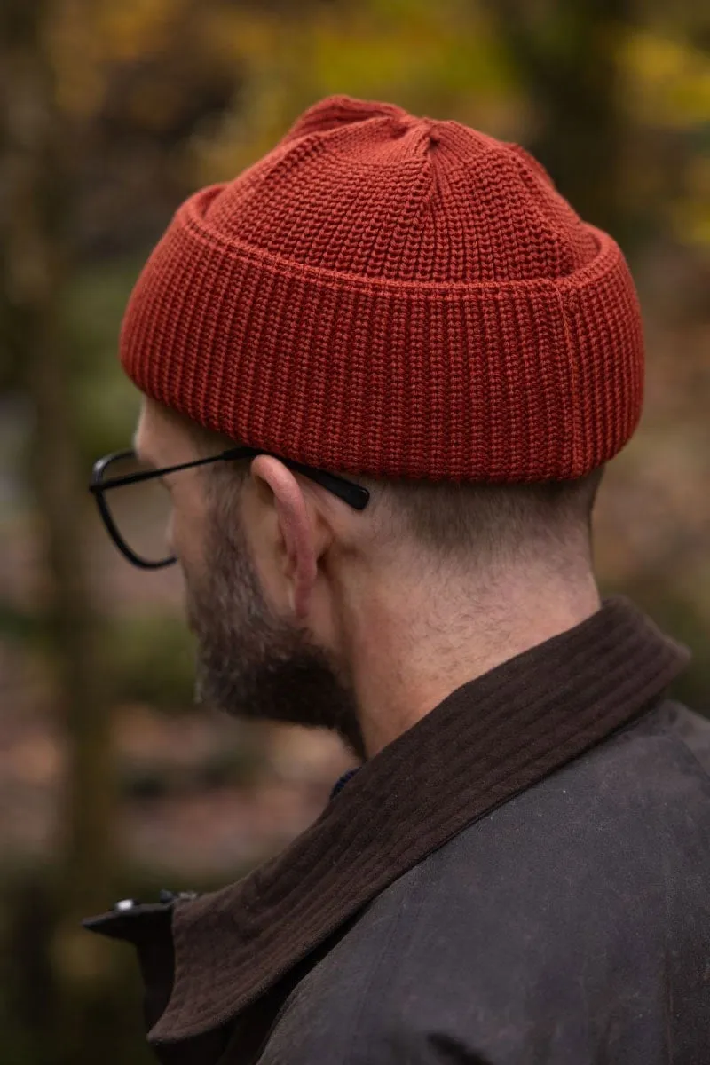 Merino Bifold Watch Cap in Rust