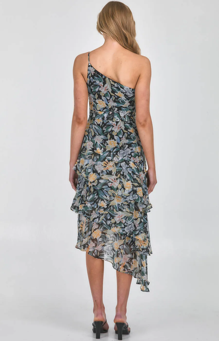 One Shoulder Floral Tiered Maxi Dress SDR1119A