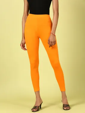 Orange Viscose Ankle-Length Leggings