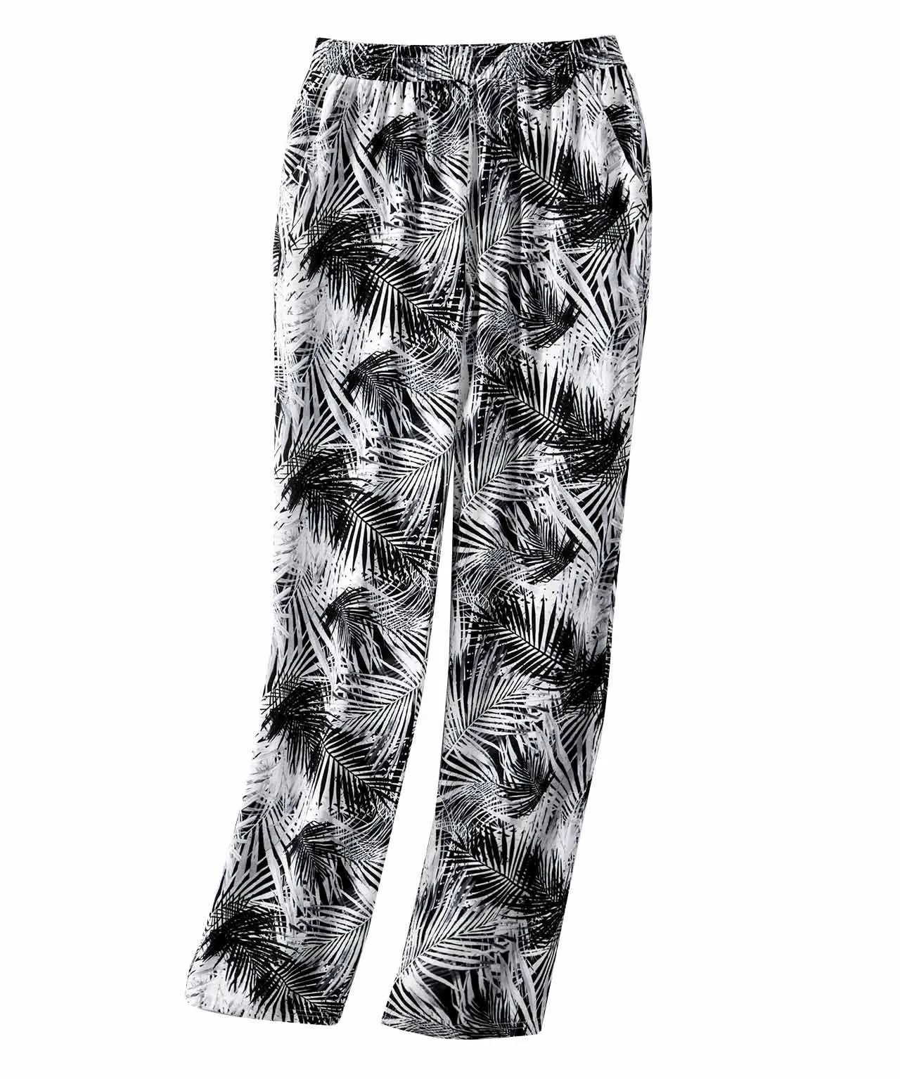 Straight Leg Palm Print Trousers