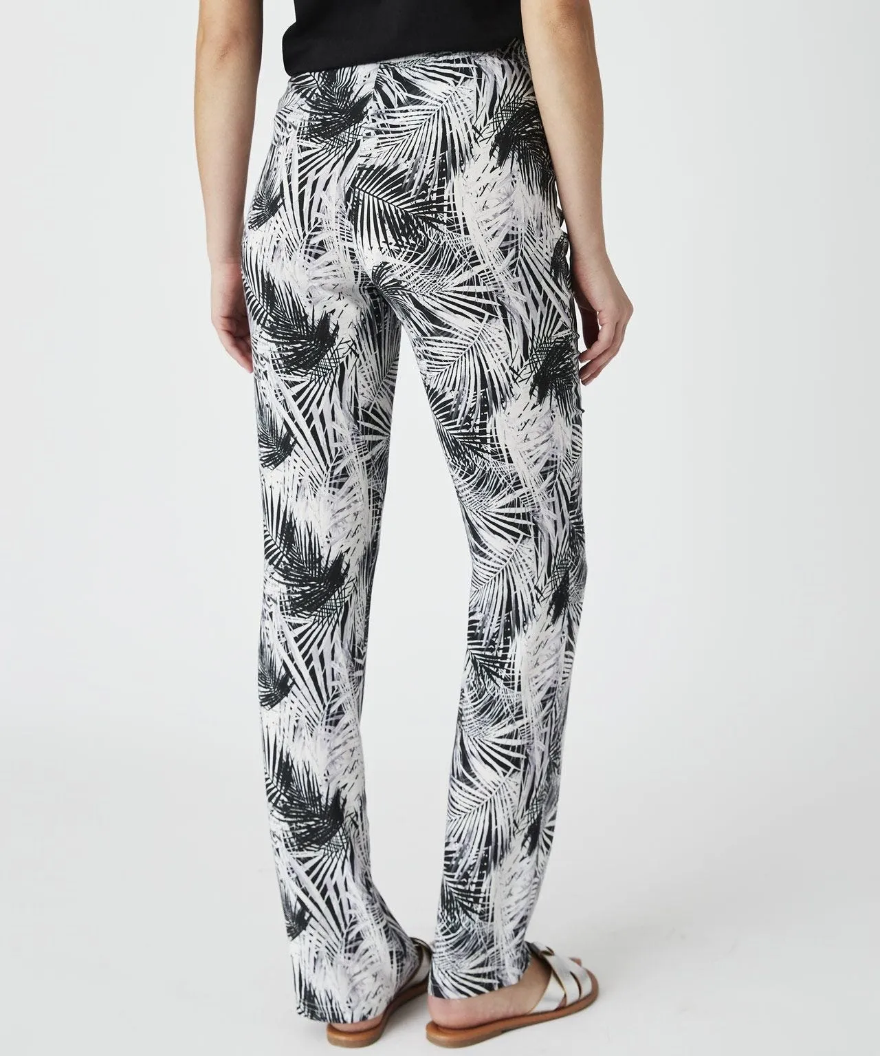 Straight Leg Palm Print Trousers