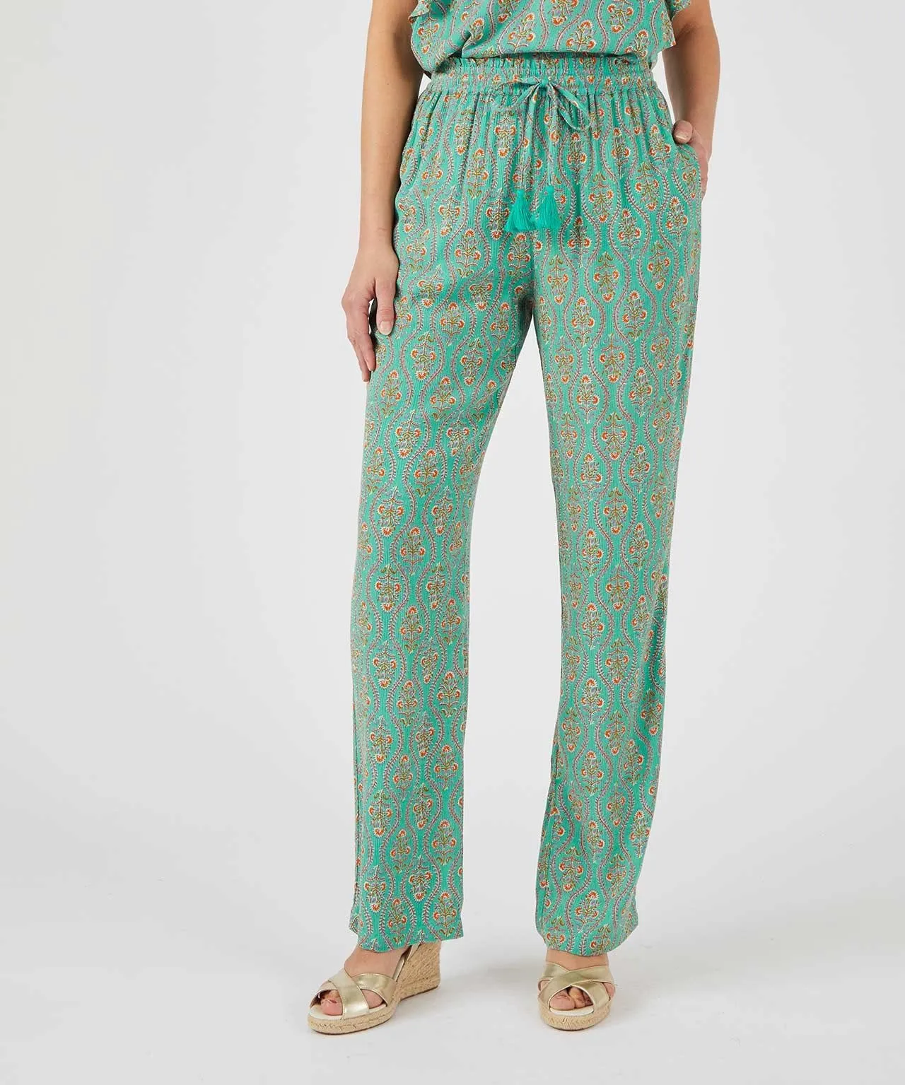 Patterned Crinkle Pants