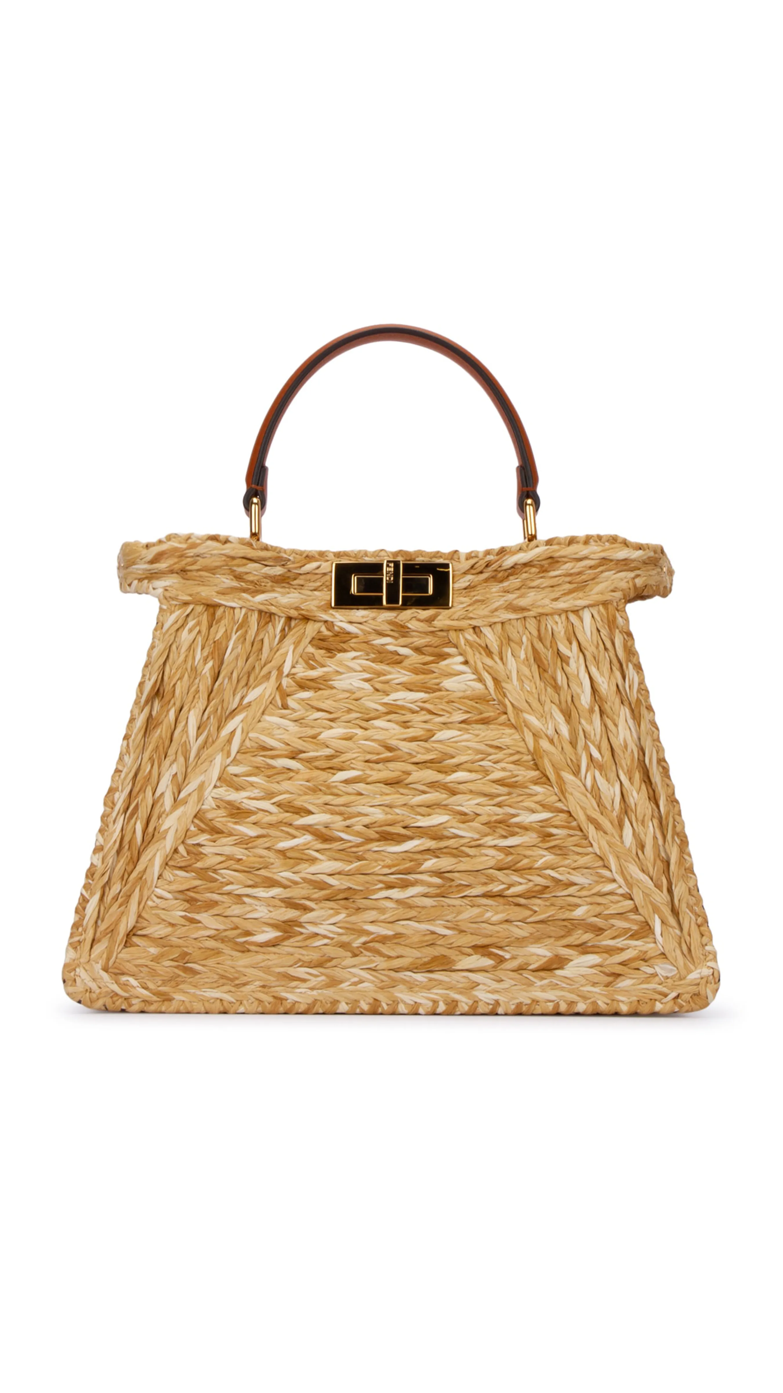 Natural Peekaboo I See U Medium Raffia Bag