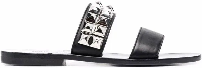 Black Philipp Plein Pyramid Stud Flat Sandals