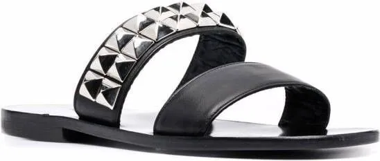 Black Philipp Plein Pyramid Stud Flat Sandals