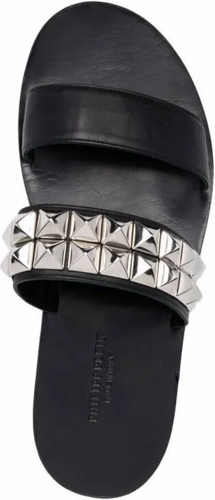 Black Philipp Plein Pyramid Stud Flat Sandals