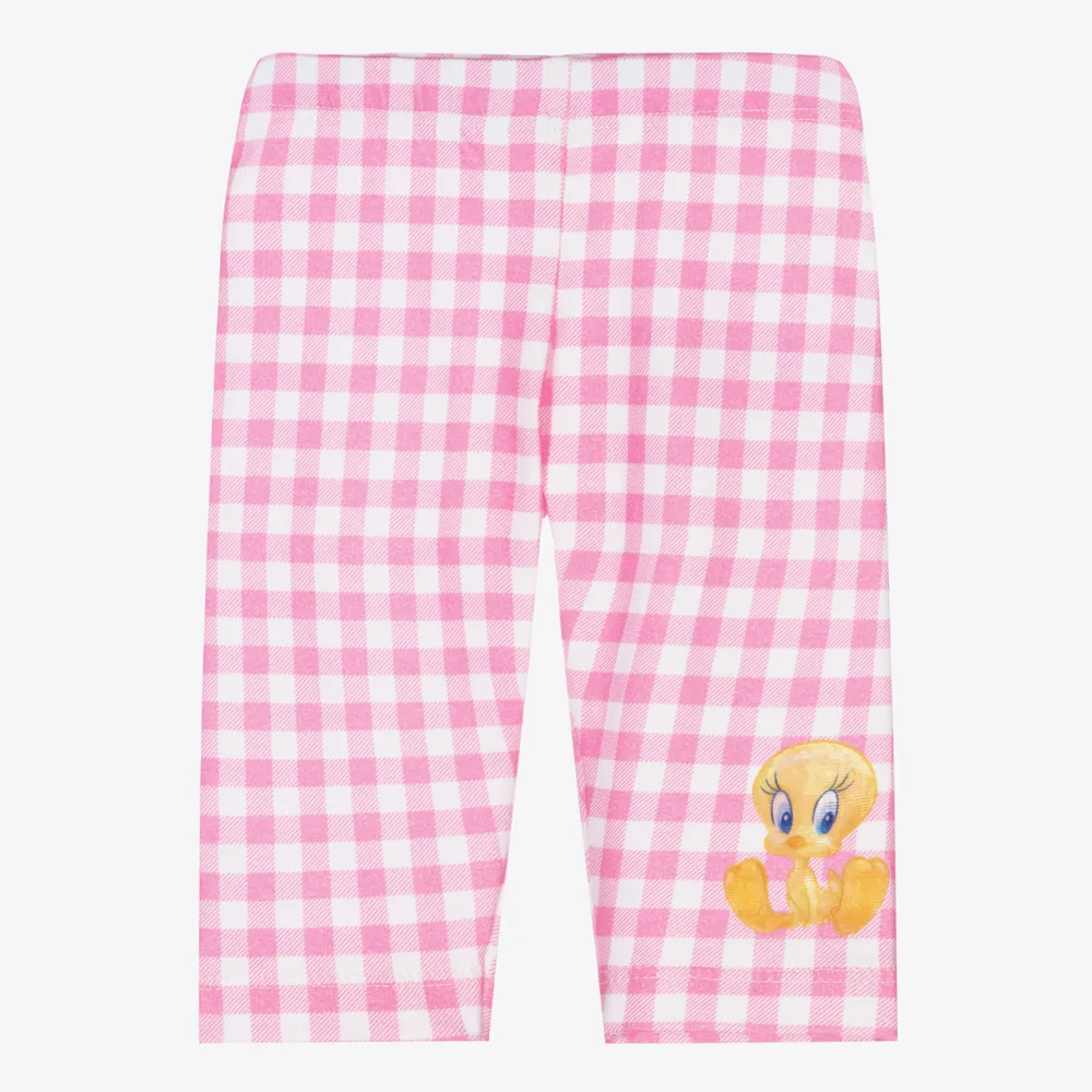 Pink Check Tweety Leggings - Cute Women's Printed Leggings