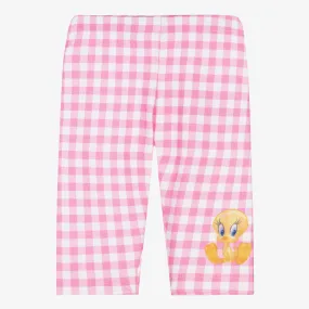 Pink Check Tweety Leggings - Cute Women's Printed Leggings