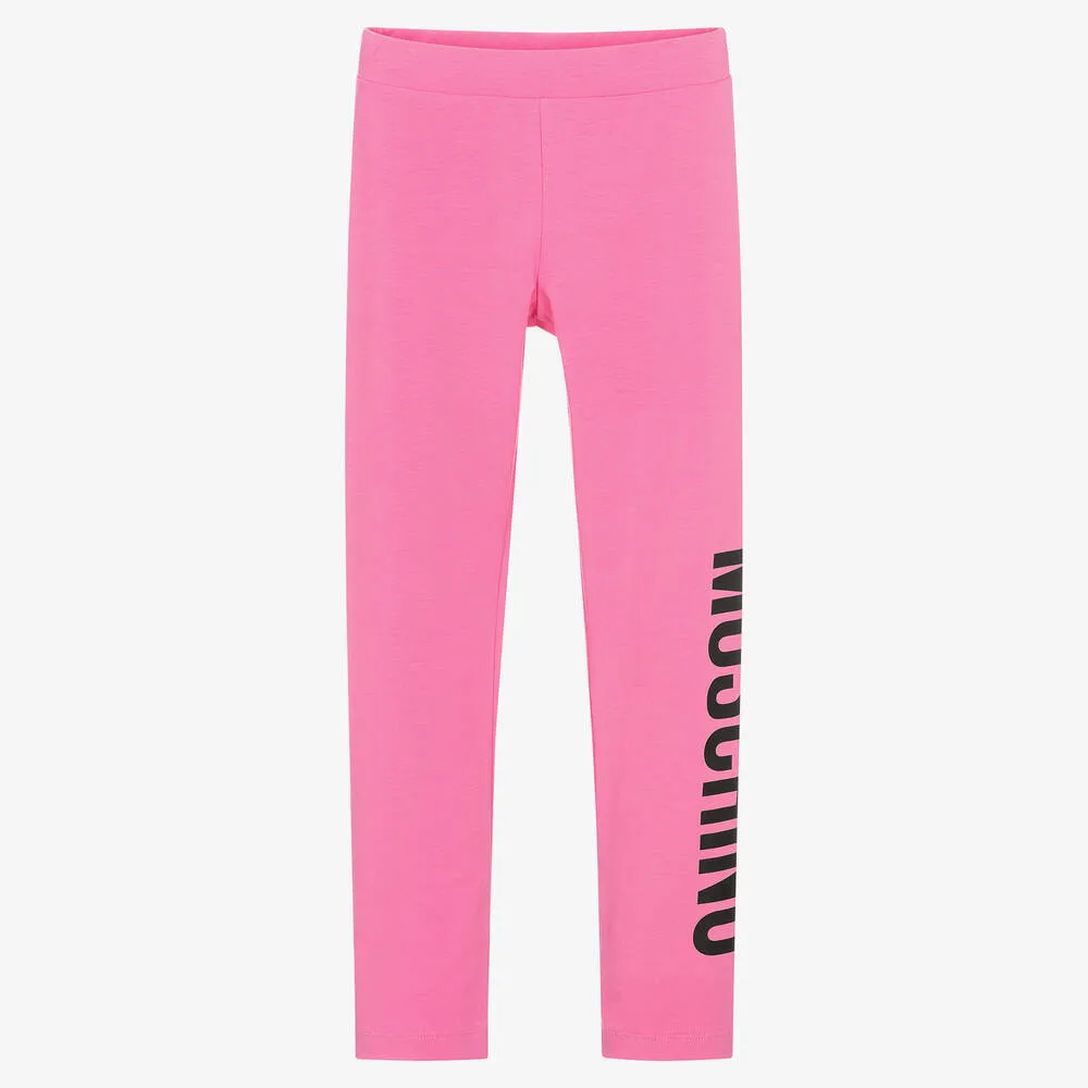 Pink Cotton Girls Leggings