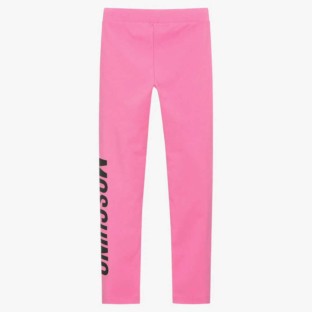 Pink Cotton Girls Leggings