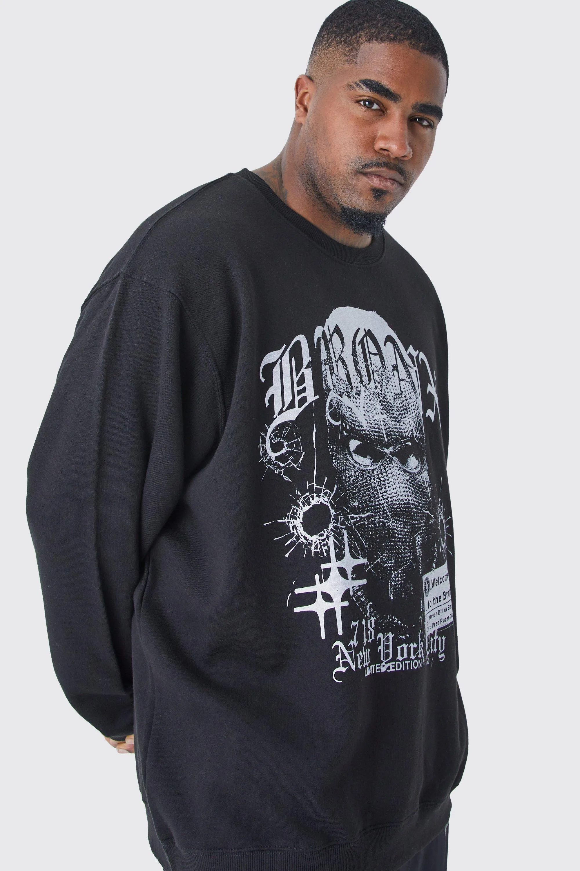 Plus Oversized Bronx Graphic Sweatshirt