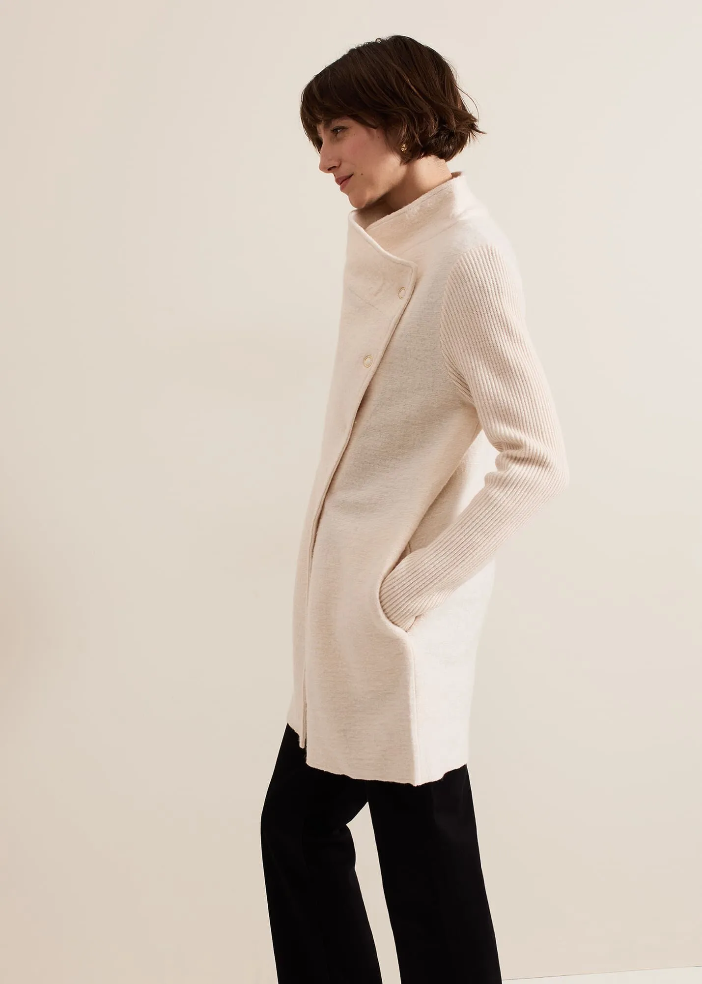 Popper Knit Coat