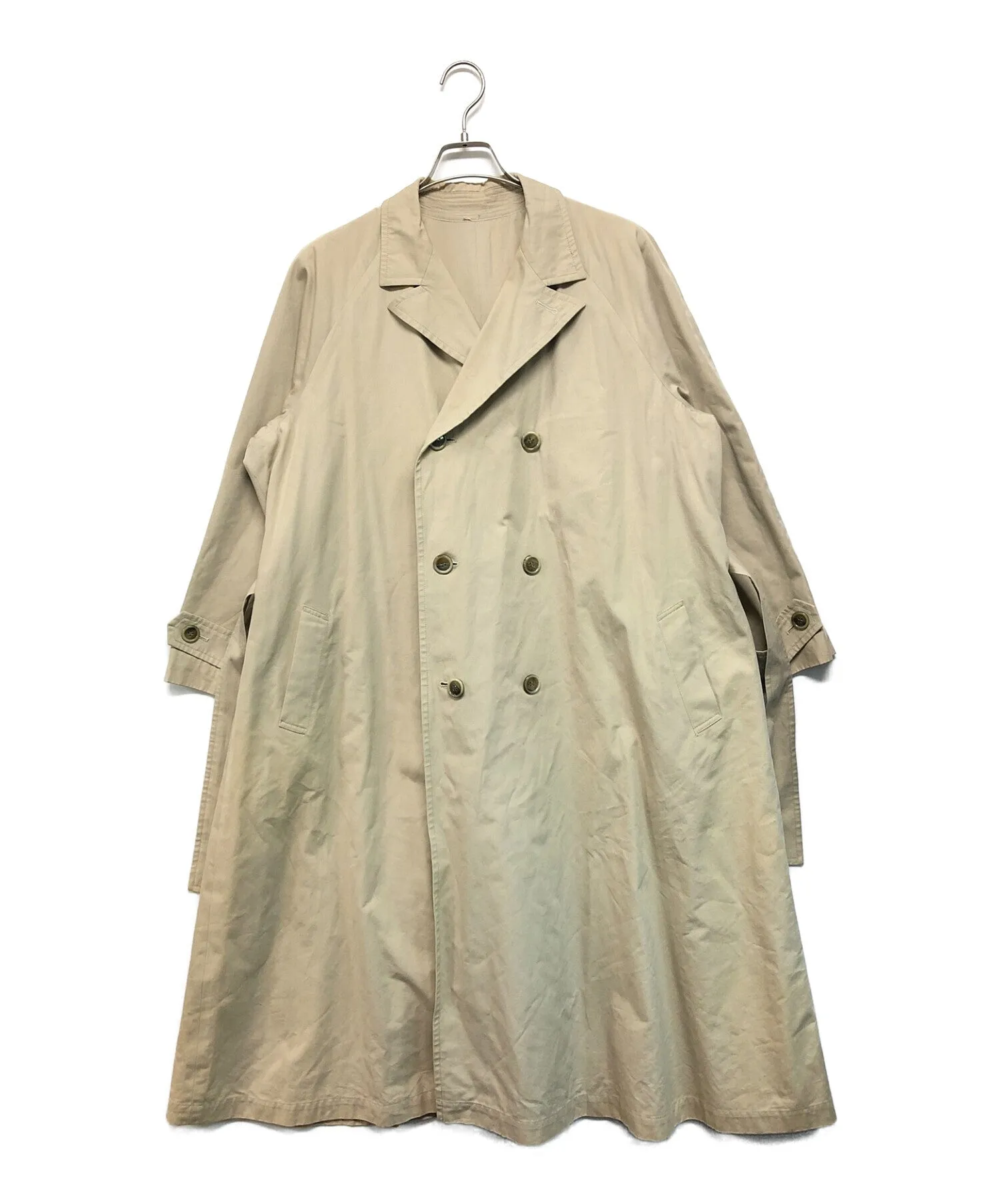 Y's Pre-owned Trench Coat in Long Length and Unique Color, featuring Raglan Sleeves - YF-C02-003