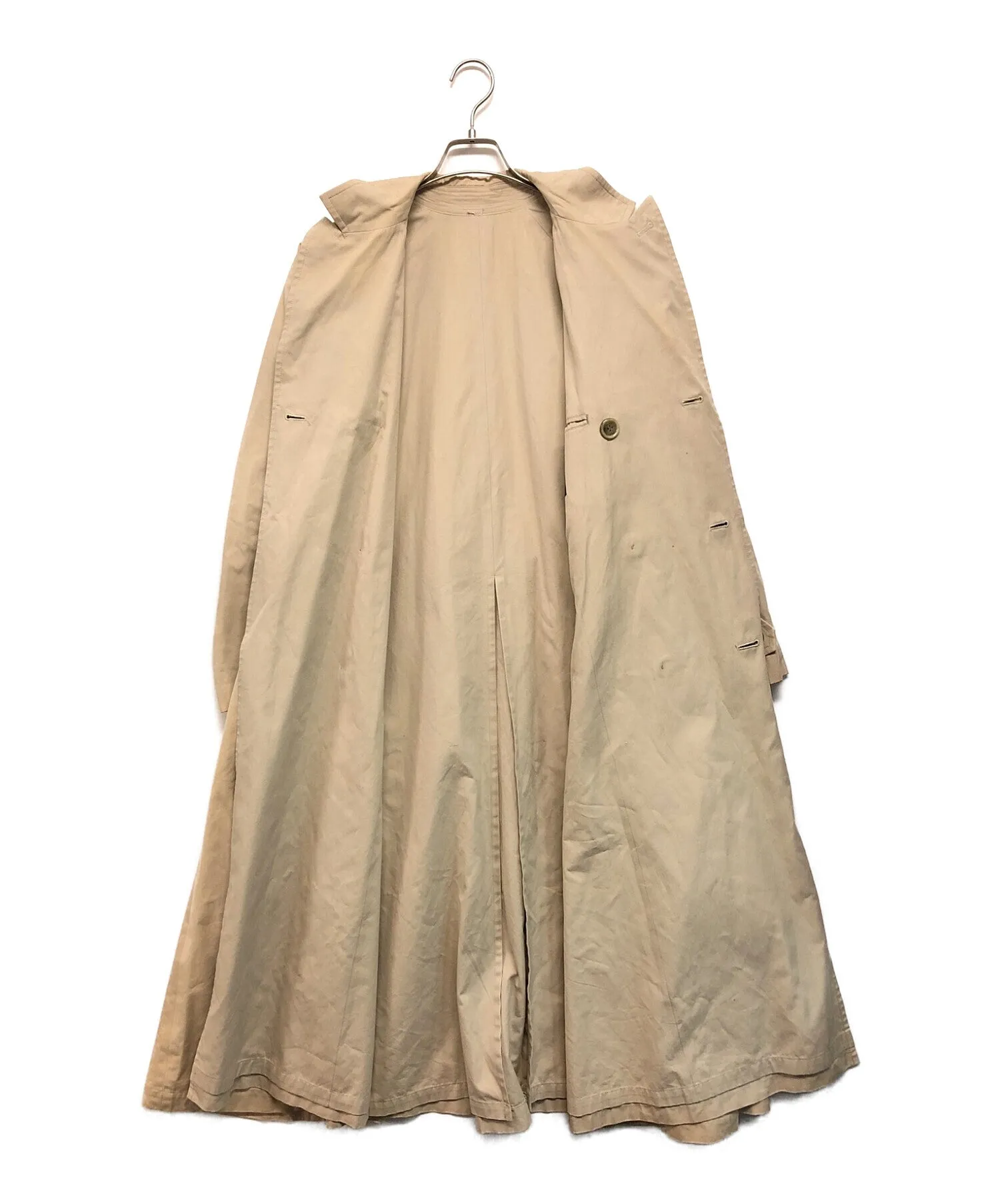 Y's Pre-owned Trench Coat in Long Length and Unique Color, featuring Raglan Sleeves - YF-C02-003