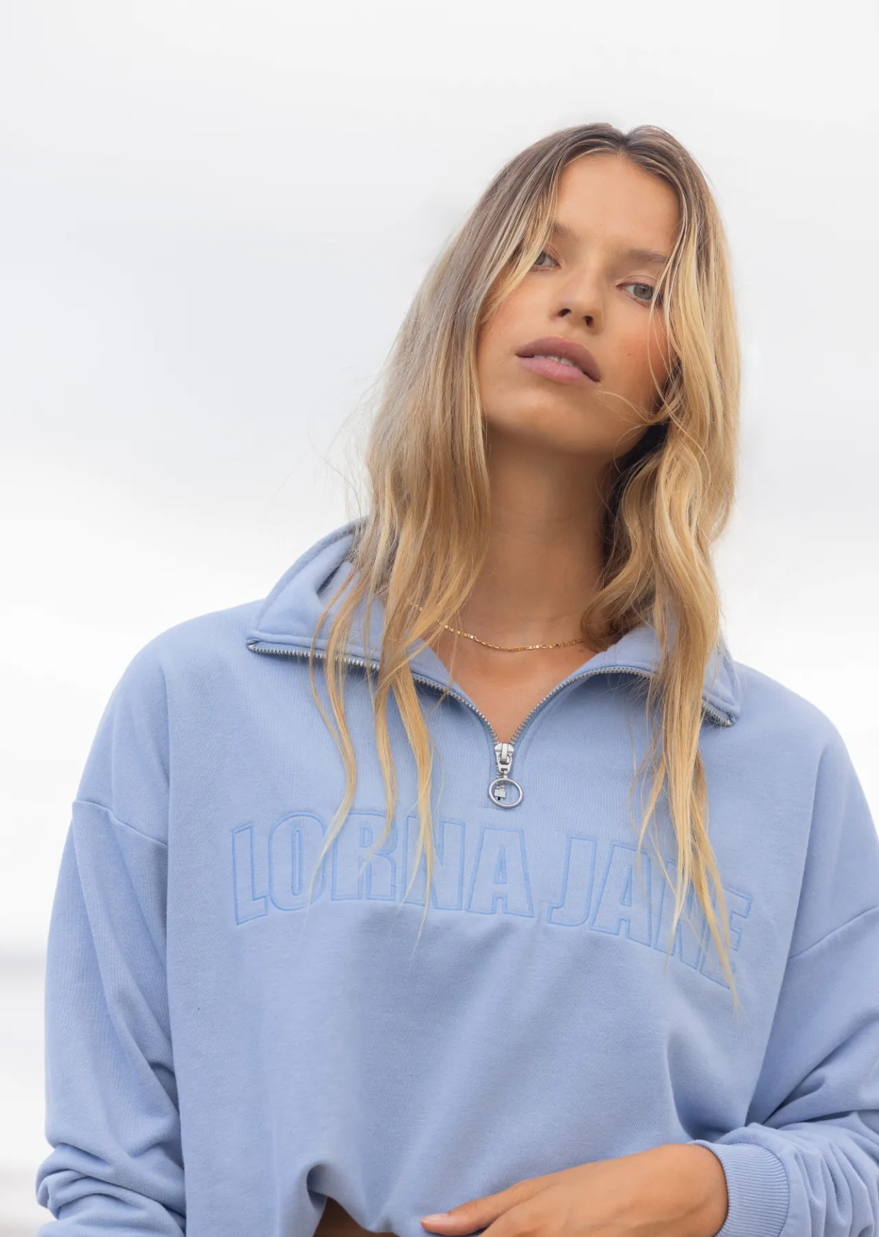 Quarter Zip Sweat Jacket in Blue | Lorna Jane New Zealand