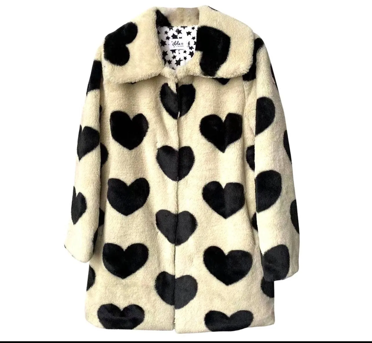 Heart Pattern Faux Fur Jacket for Women