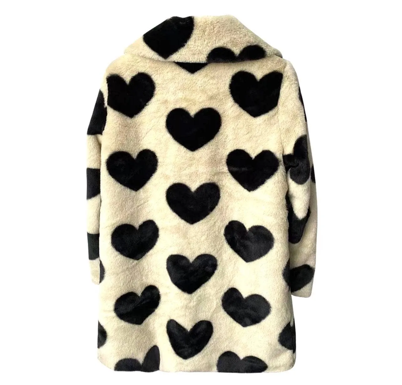 Heart Pattern Faux Fur Jacket for Women