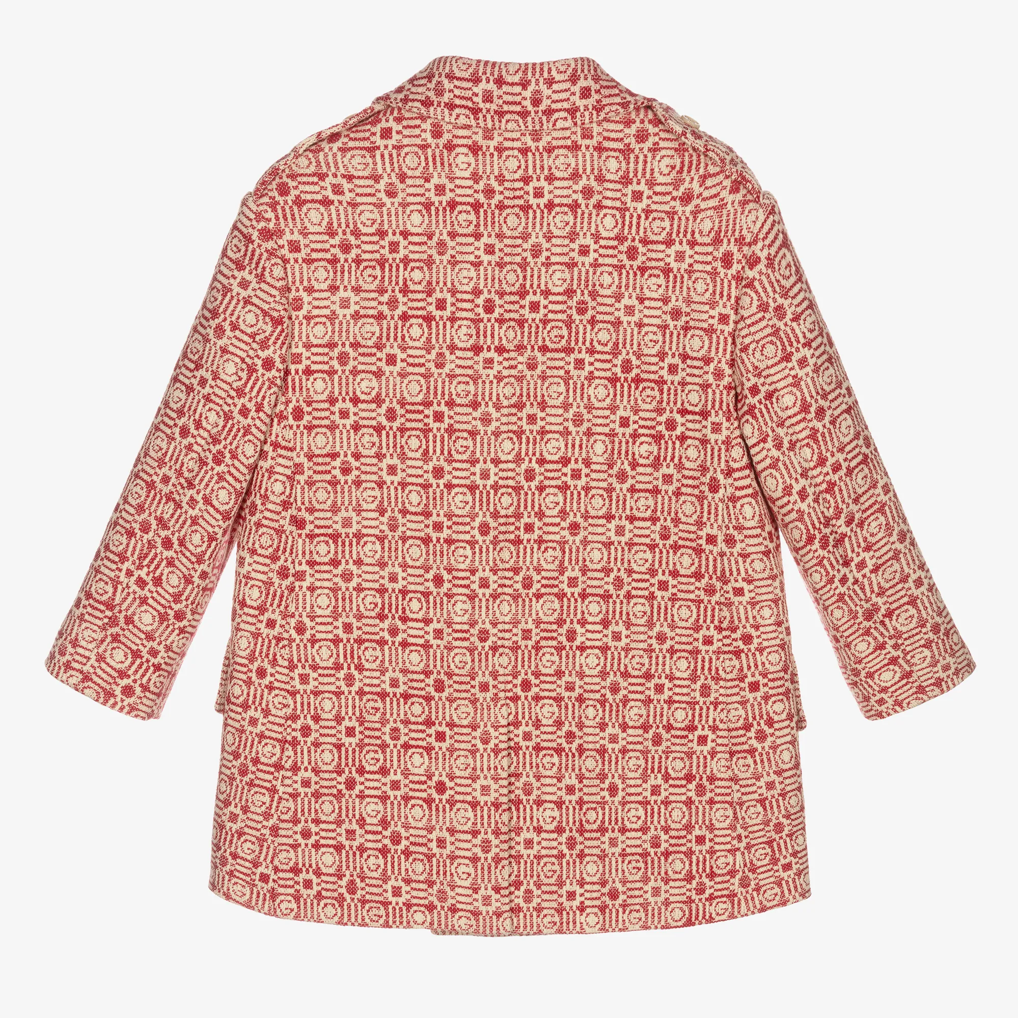 Red and White Logo Print Cotton Coat