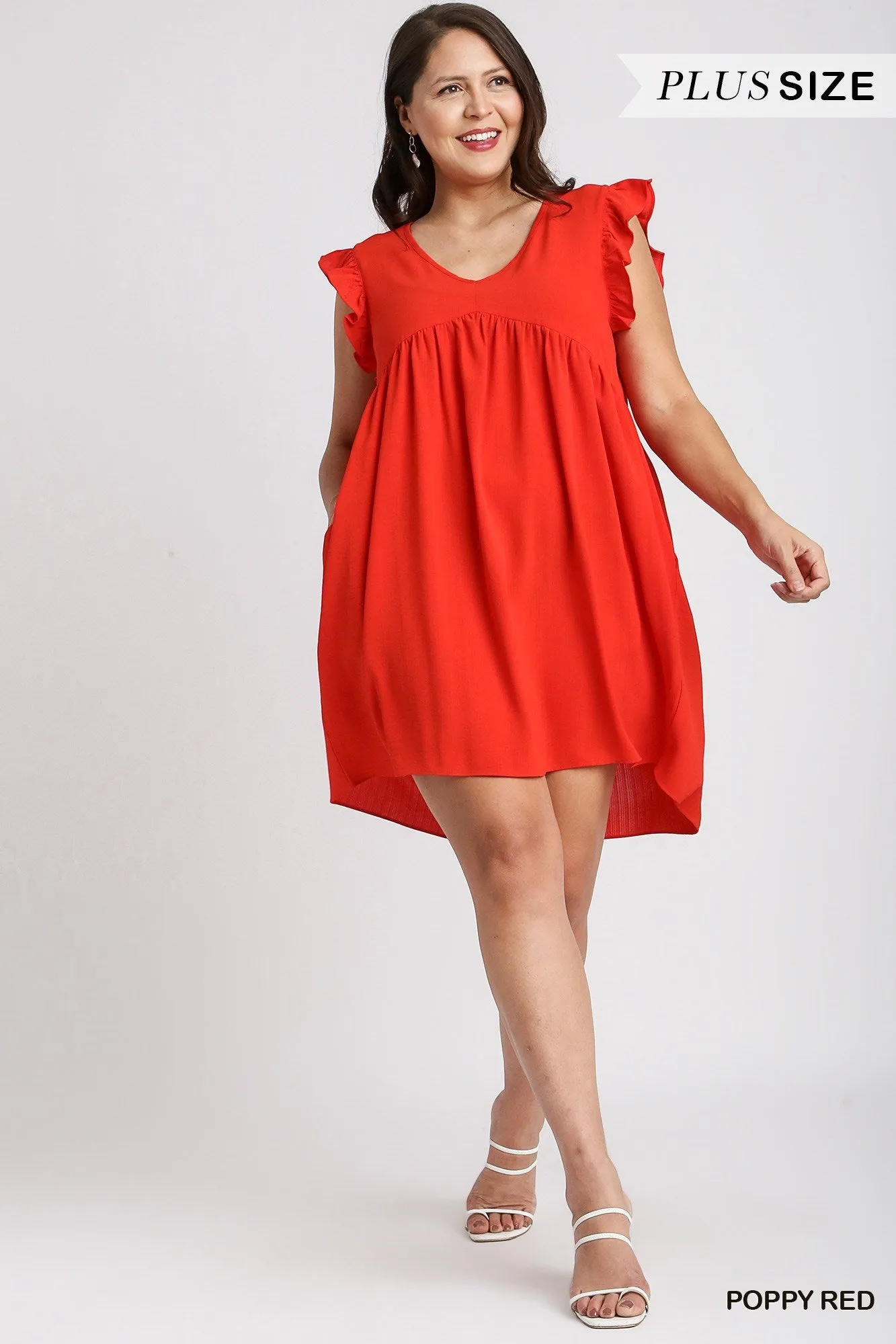 Red Umgee Ruffle Sleeve Dress