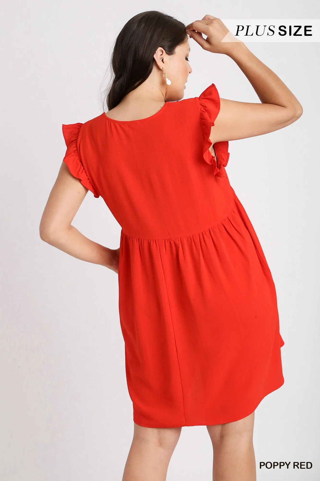 Red Umgee Ruffle Sleeve Dress