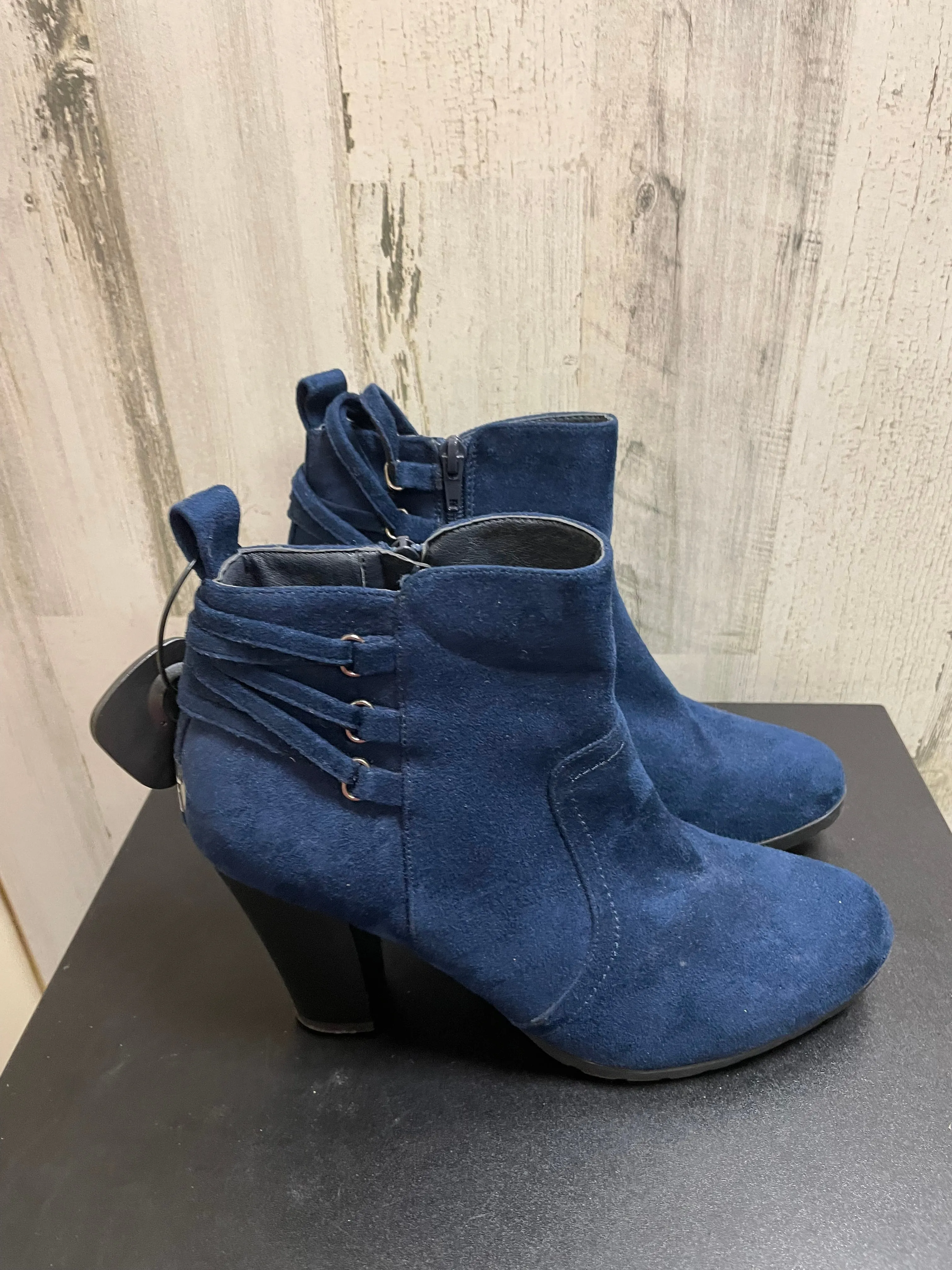 Rialto Blue Ankle Heel Boots, Size 9.5