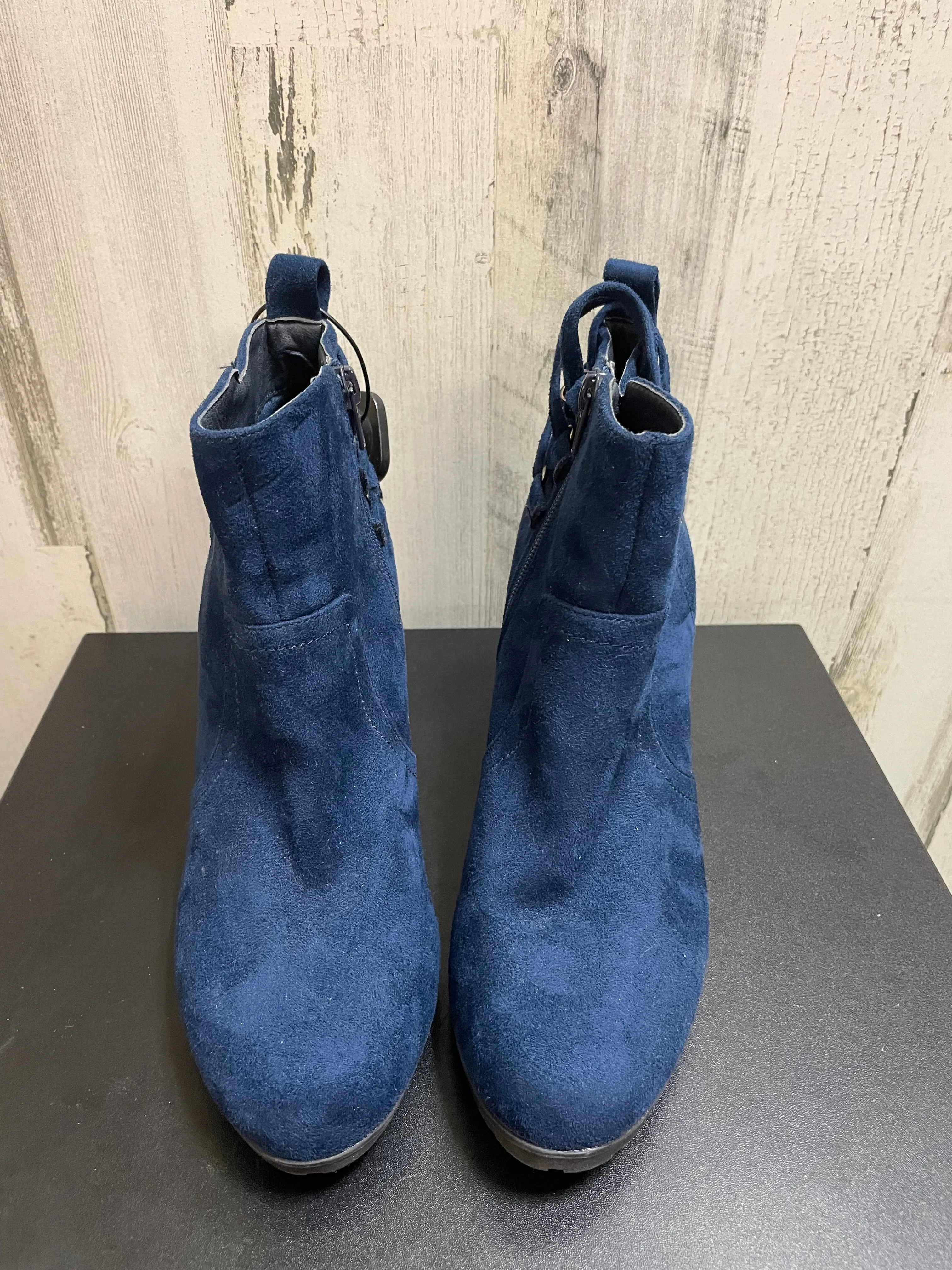 Rialto Blue Ankle Heel Boots, Size 9.5