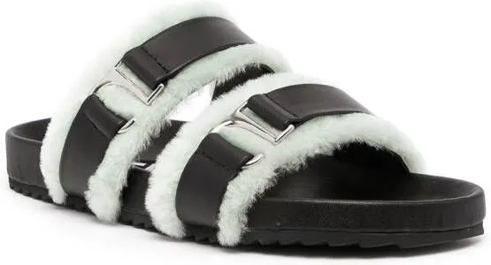 Black Senso Dalley Shearling Trim Sandals