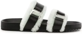 Black Senso Dalley Shearling Trim Sandals