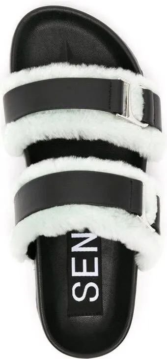 Black Senso Dalley Shearling Trim Sandals