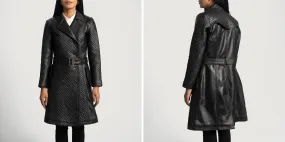 Stylish Women's Black Leather Coat