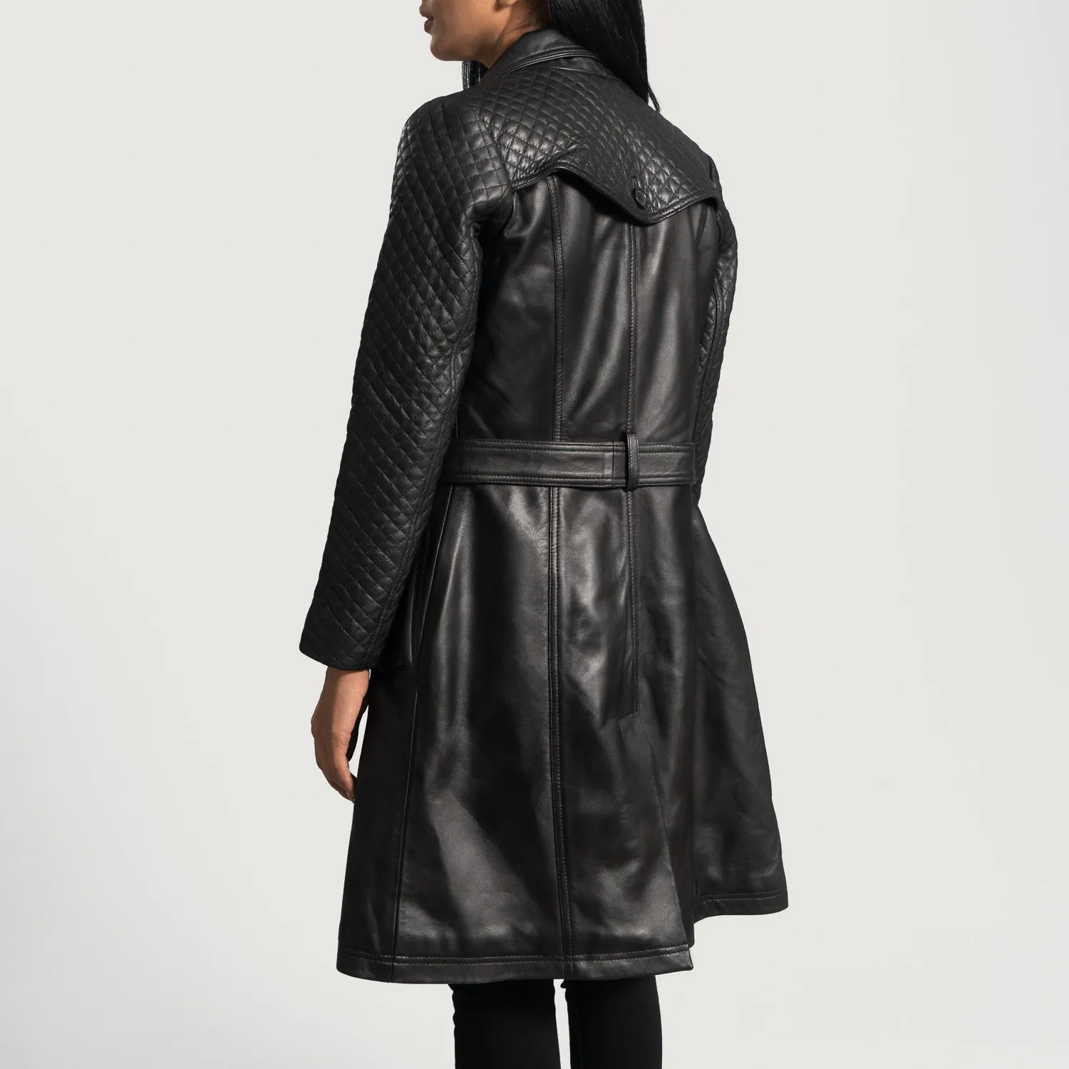 Stylish Women's Black Leather Coat