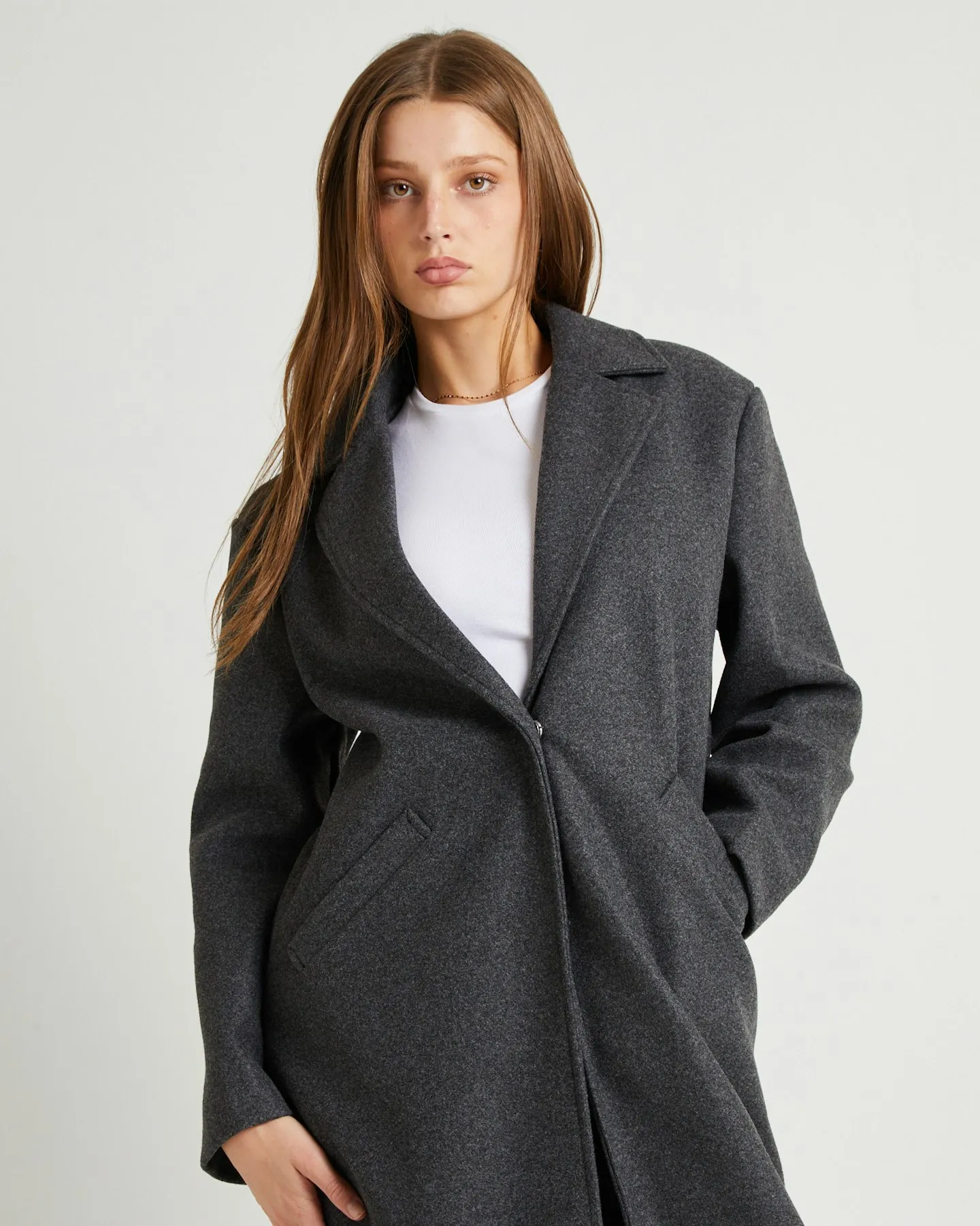 Grey Subtitled Penny Melton Coat | SurfStitch