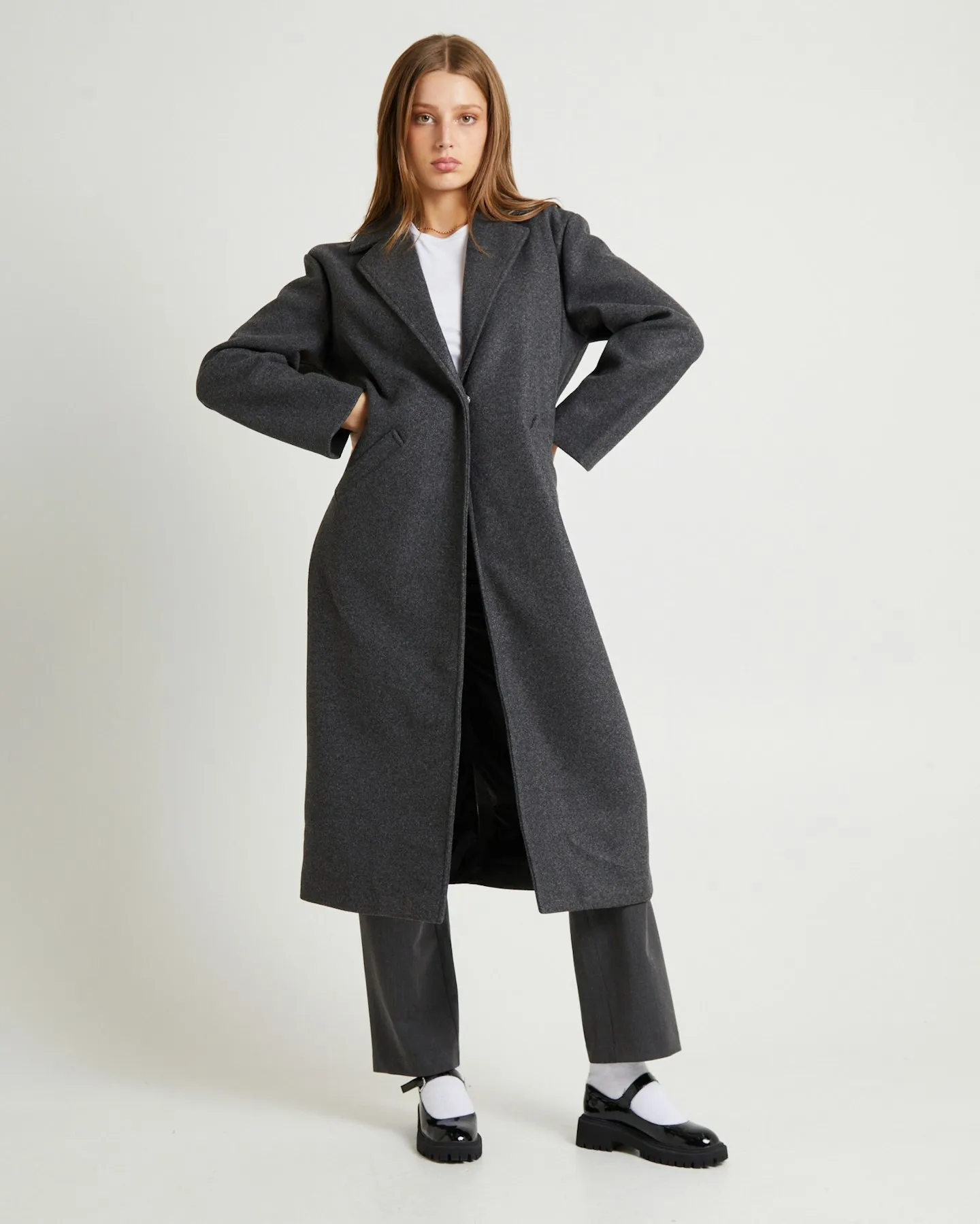 Grey Subtitled Penny Melton Coat | SurfStitch