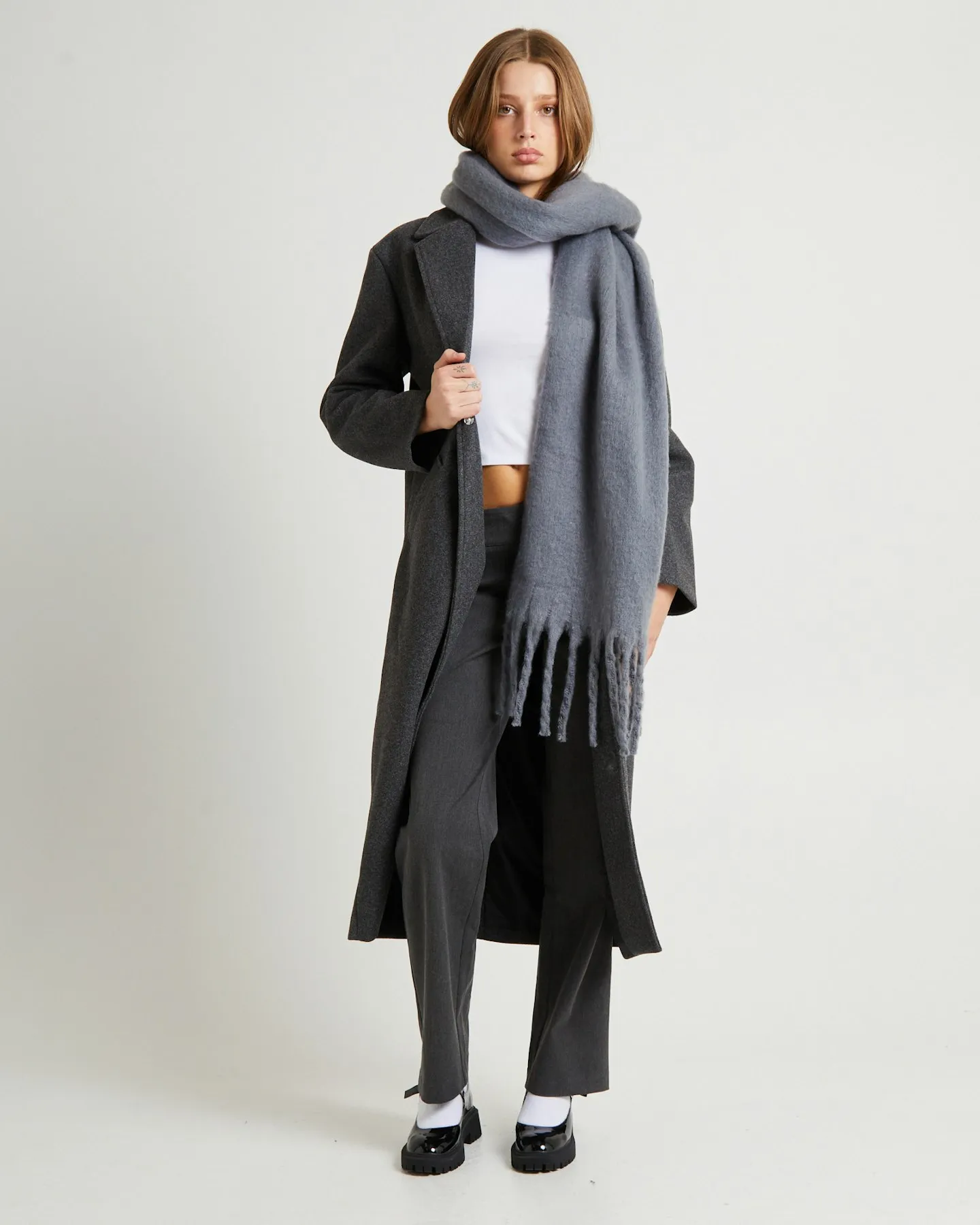 Grey Subtitled Penny Melton Coat | SurfStitch