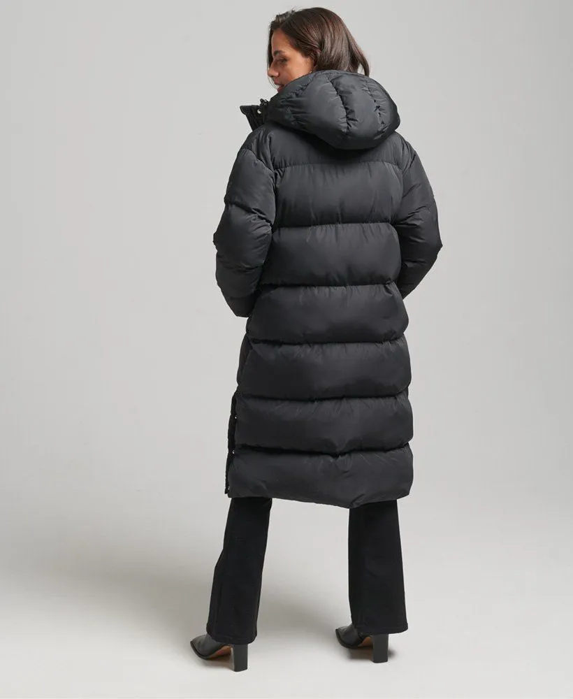 Superdry Longline Black Puffer Jacket for Women