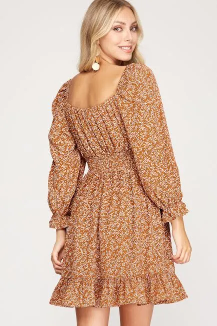 Textured Print Dress