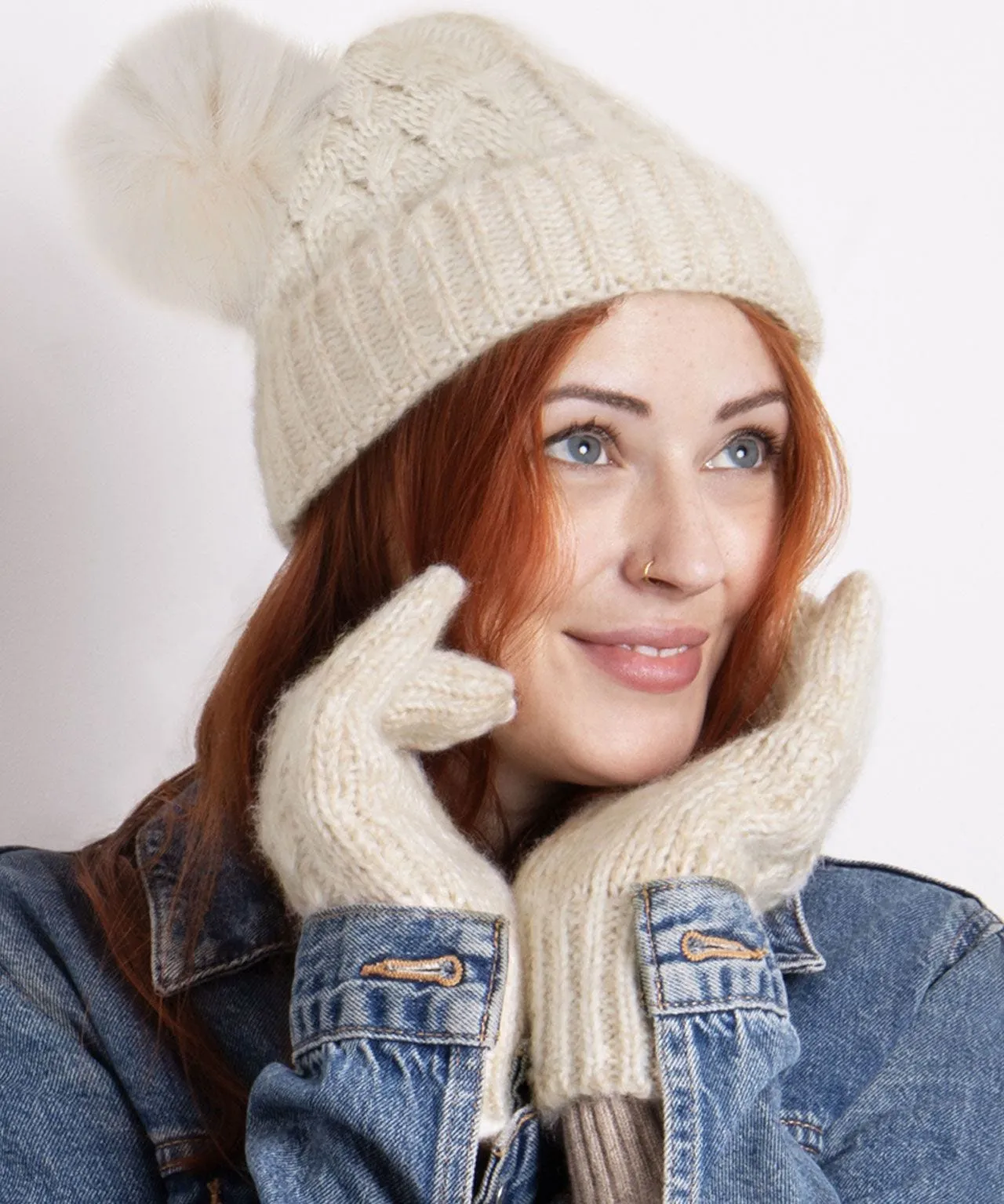 Ladies Cable Hat and Glove Set Store