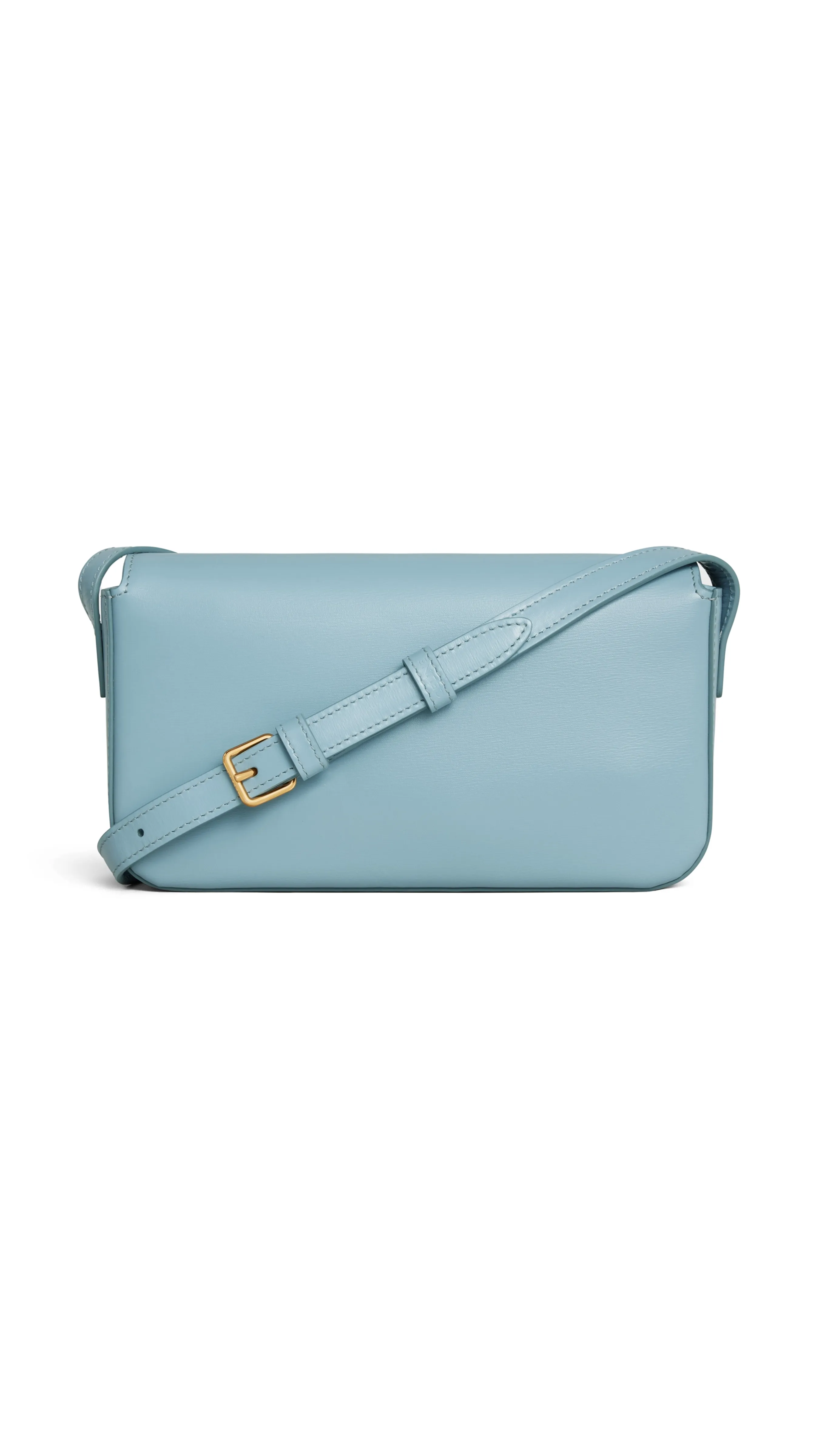 California Blue Triomphe Shoulder Bag in Shiny Calfskin