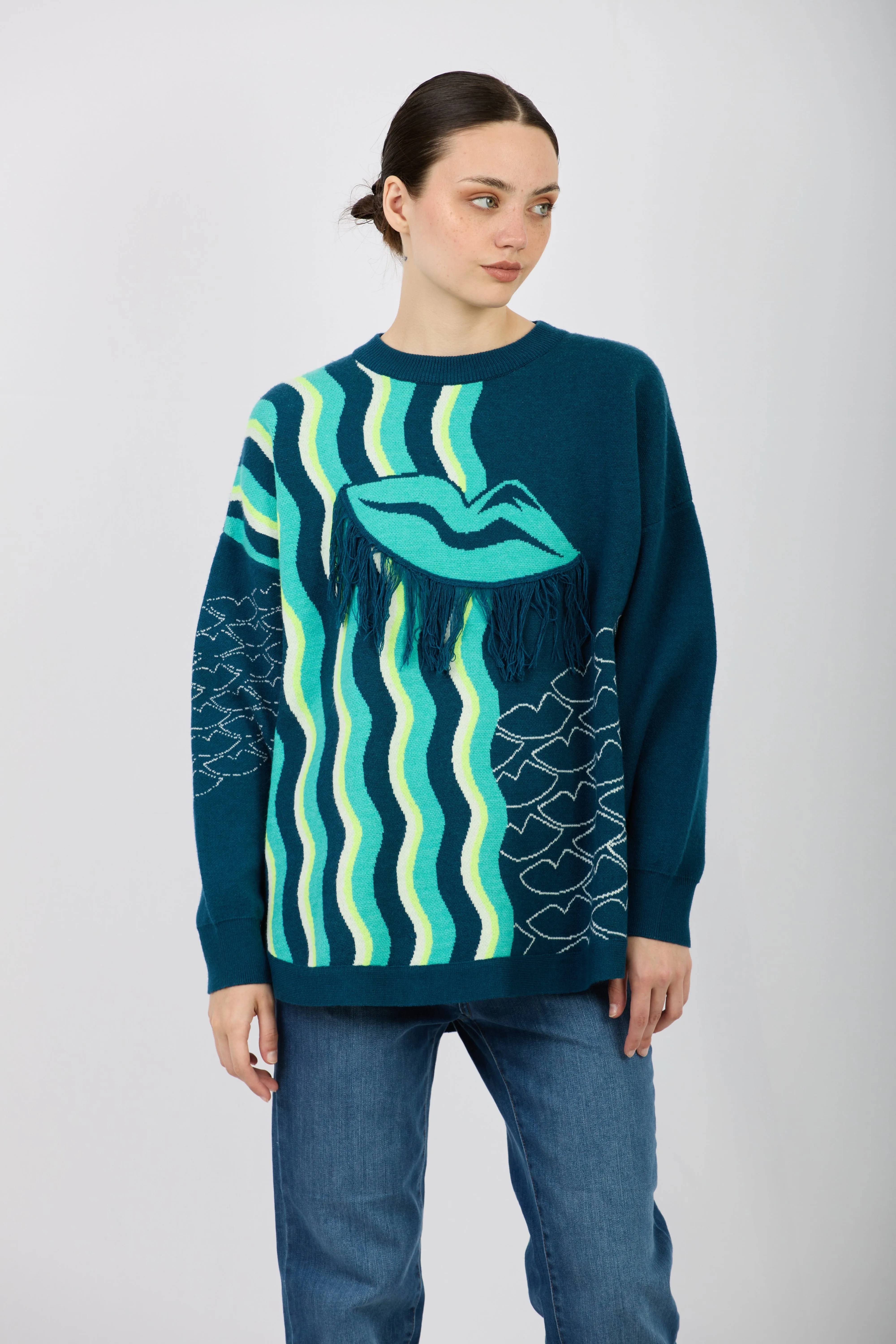 Turquoise Snowflake Sweater