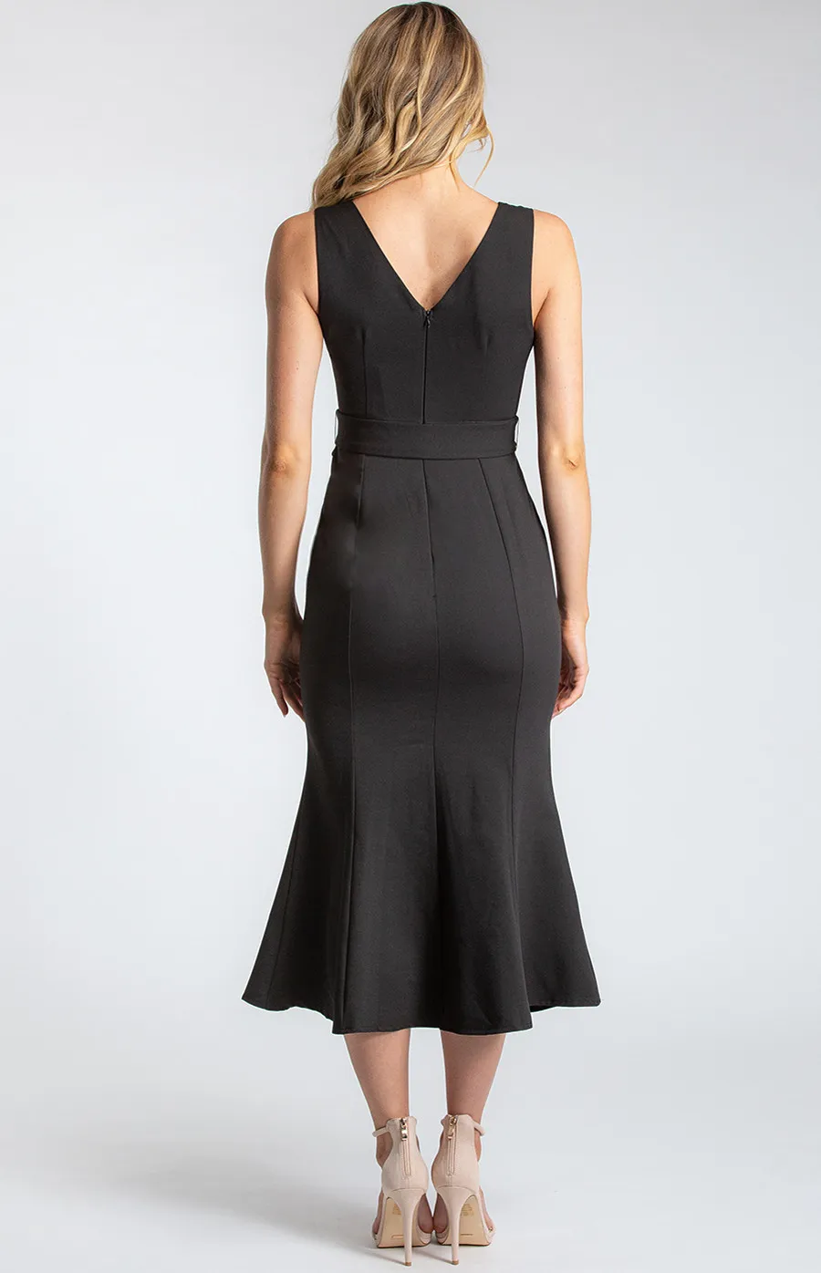 V-Neckline Fitted Fishtail Dress