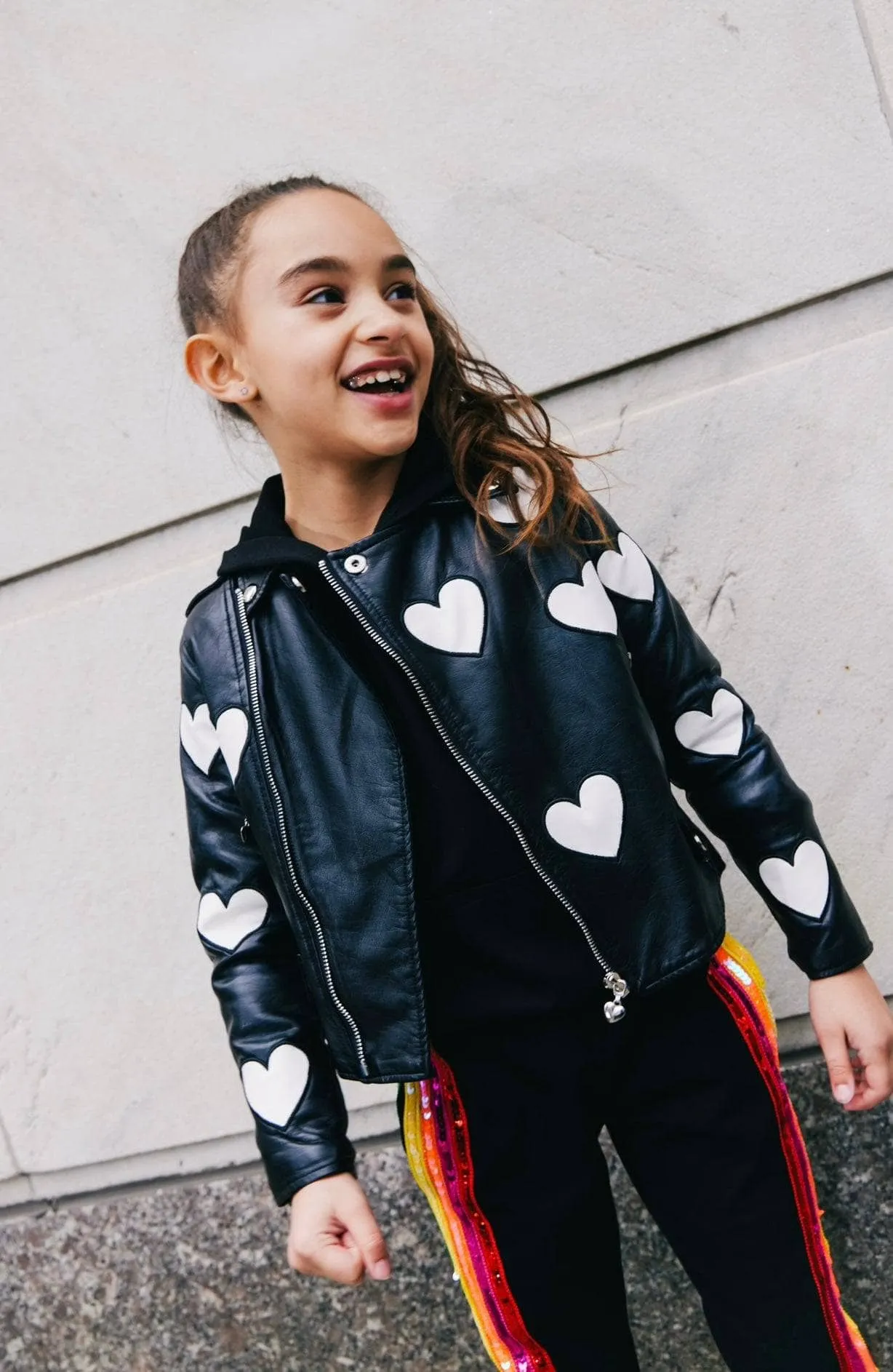 Vegan Leather Jacket - I Heart You